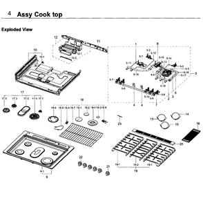 Cooktop Diagram and Parts List for NX58K9500WG AA-0000 Samsung Range