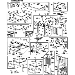 Refrigerator Diagram and Parts List for RF26VABWP XAA-0000 Samsung Refrigerator