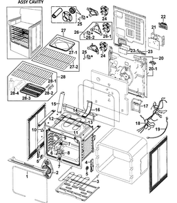 Cavity Assy Diagram and Parts List for FTQ352IWUB XAA-0000 Samsung Range