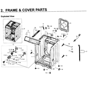Frame And Cover Diagram and Parts List for WF219ANW XAA-01 Samsung Washer