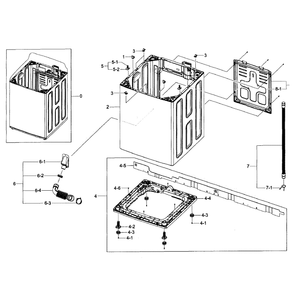 Frame Assembly Diagram and Parts List for WA422PRHDWR AA-01 Samsung Washer
