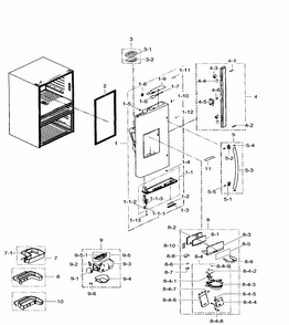 Left Door Diagram and Parts List for RF31FMEDBWW AA-0004 Samsung Refrigerator