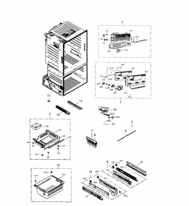 Freezer Diagram and Parts List for RF220NCTABC AA-0001 Samsung Refrigerator
