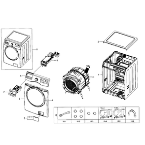 Main Section Diagram and Parts List for WF350ANW XAA-04 Samsung Washer