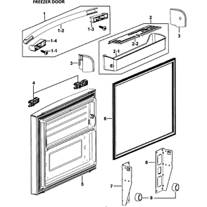 Freezer Door Diagram and Parts List for RF265AASH XAA-0000 Samsung Refrigerator