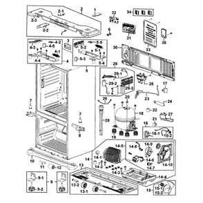 Cabinet Diagram and Parts List for RF267HERS XAA-01 Samsung Refrigerator