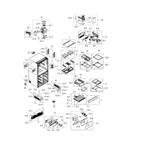 Refrigerator Diagram and Parts List for RF34H9960S4 AA-0004 Samsung Refrigerator