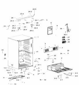 Cabinet Diagram and Parts List for RF32FMQDBSR AA-0006 Samsung Refrigerator