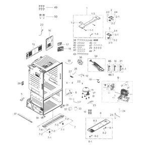 Cabinet Diagram and Parts List for RF263BEAESG AA-0001 Samsung Refrigerator