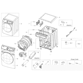 Main Assembly Diagram and Parts List for DV45K6200EZ A3-0000 Samsung Dryer