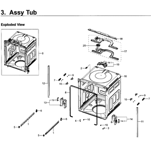 Tub Diagram and Parts List for DW80K5050UB AA-0000 Samsung Dishwasher