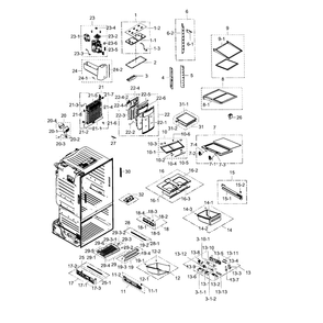 Fridge Diagram and Parts List for RF28HFEDBWW AA-03 Samsung Refrigerator