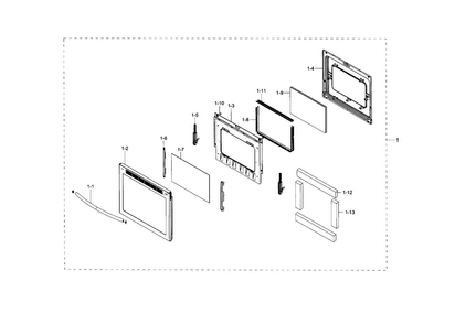 Door Assy Diagram and Parts List for NE59J7750WS AA-0000 Samsung Range