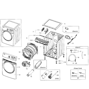 Main Assy Diagram and Parts List for DV431AGW XAA-0001 Samsung Dryer