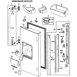 Left Door Diagram and Parts List for RF26VABWP XAA-0000 Samsung Refrigerator