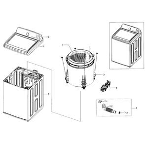 Main Assembly Diagram and Parts List for WA48J7700AW A2-01 Samsung Washer