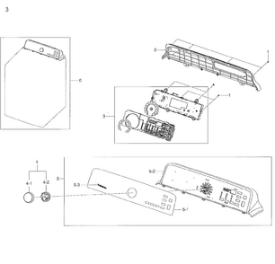 Control Panel Diagram and Parts List for DV48H7400EW A2-0001 Samsung Dryer