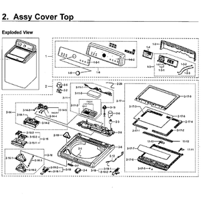 Top Assembly Diagram and Parts List for WA5471ABW XAA-02 Samsung Washer