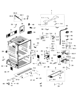Cabinet Diagram and Parts List for RF28HFEDTSR AA-08 Samsung Refrigerator
