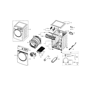 Main Assembly Diagram and Parts List for DV395ETPARA A1-0000 Samsung Dryer