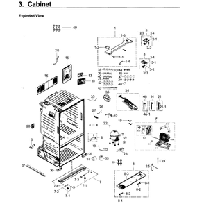 Cabinet Diagram and Parts List for RF263BEAESR AA-02 Samsung Refrigerator