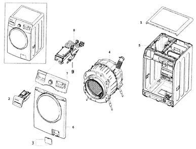 Main Assy Diagram and Parts List for WF350ANW XAA-0000 Samsung Washer
