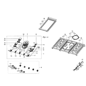 Cooktop Diagram and Parts List for NA30K7750TS AA-0000 Samsung Cooktop