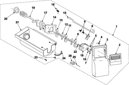 Ice Bin Diagram and Parts List for RS2545SH XAA Samsung Refrigerator