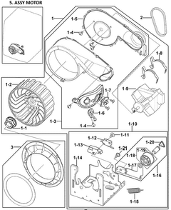 Motor Assy Diagram and Parts List for DV409AGR XAA-0000 Samsung Dryer
