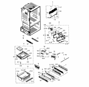 Freezer Diagram and Parts List for RF263TEAEWW AA-0001 Samsung Refrigerator