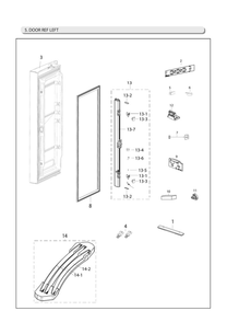 Part Location Diagram of DA96-00840E Samsung Assembly W/HARNESS-DOOR REF
