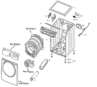 Cabinet Diagram and Parts List for DV330AEW XAA Samsung Dryer