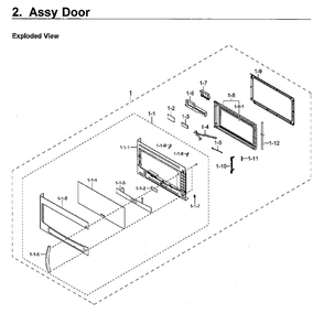 Door Diagram and Parts List for MC17J8000CS AA-01 Samsung Microwave Oven Combo