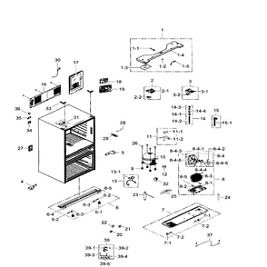 Cabinet Diagram and Parts List for RF31FMEDBWW AA-01 Samsung Refrigerator