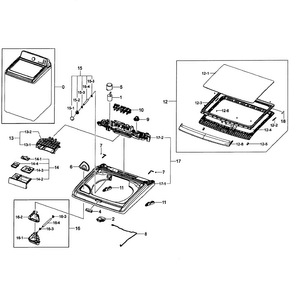 Top Cover Assy Diagram and Parts List for WA50F9A8DSP A2-0001 Samsung Washer