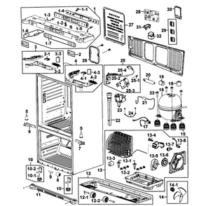 Cabinet Assembly Diagram and Parts List for RF263AERS XAA-00 Samsung Refrigerator