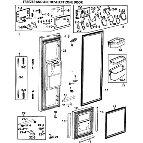 Left Doors Diagram and Parts List for RM257ABRS XAA-00 Samsung Refrigerator