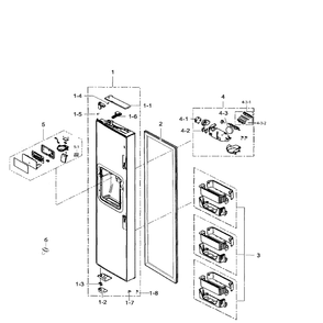 Freezer Door Diagram and Parts List for RS265TDBP XAA-0002 Samsung Refrigerator