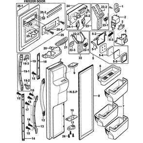 Left Door Diagram and Parts List for RS2578WW XAA-00 Samsung Refrigerator
