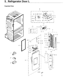 Fridge Door L Diagram and Parts List for RF4267HARS XAA-0005 Samsung Refrigerator