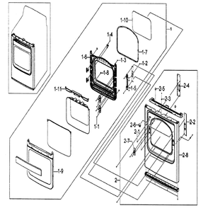Door Assembly Diagram and Parts List for DV5451AEW XAA-01 Samsung Dryer