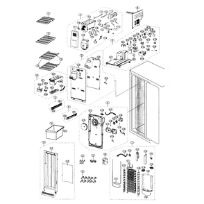 Freezer Diagram and Parts List for RS25H5000SR AA-01 Samsung Refrigerator
