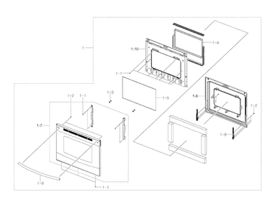 Door Parts Diagram and Parts List for NE594R0ABSR AA-00 Samsung Range