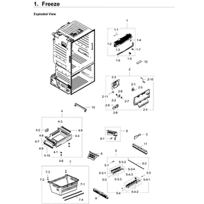 Freezer Diagram and Parts List for RF28HDEDPWW AA-0007 Samsung Refrigerator