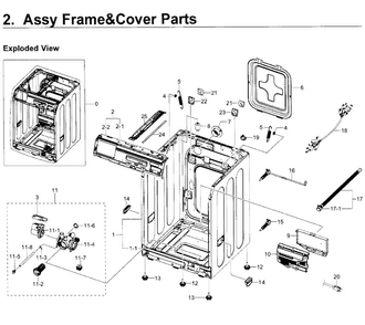 Frame Cover & Parts Diagram and Parts List for WF350ANP XAA-0004 Samsung Washer
