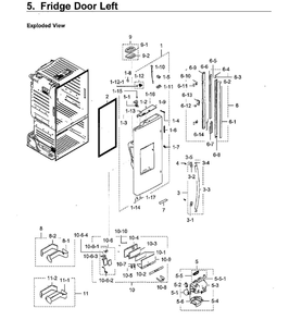 Fridge Left Door Diagram and Parts List for RF28HFEDBWW AA-09 Samsung Refrigerator