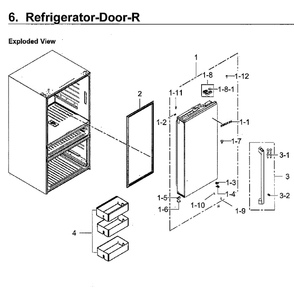 Fridge Door Rt Diagram and Parts List for RF23M8090SR AA-0000 Samsung Refrigerator