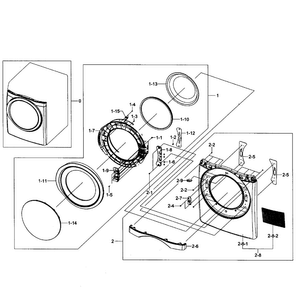 Front Assy Diagram and Parts List for DV455EVGSWR AA-000F Samsung Dryer