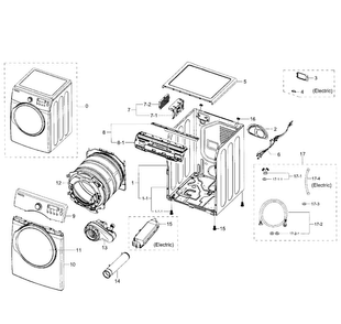 Main Assy Diagram and Parts List for DV331AER XAA-0003 Samsung Dryer