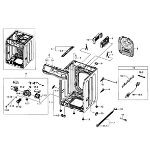 Frame Assembly Diagram and Parts List for WF435ATGJWR A1-02 Samsung Washer